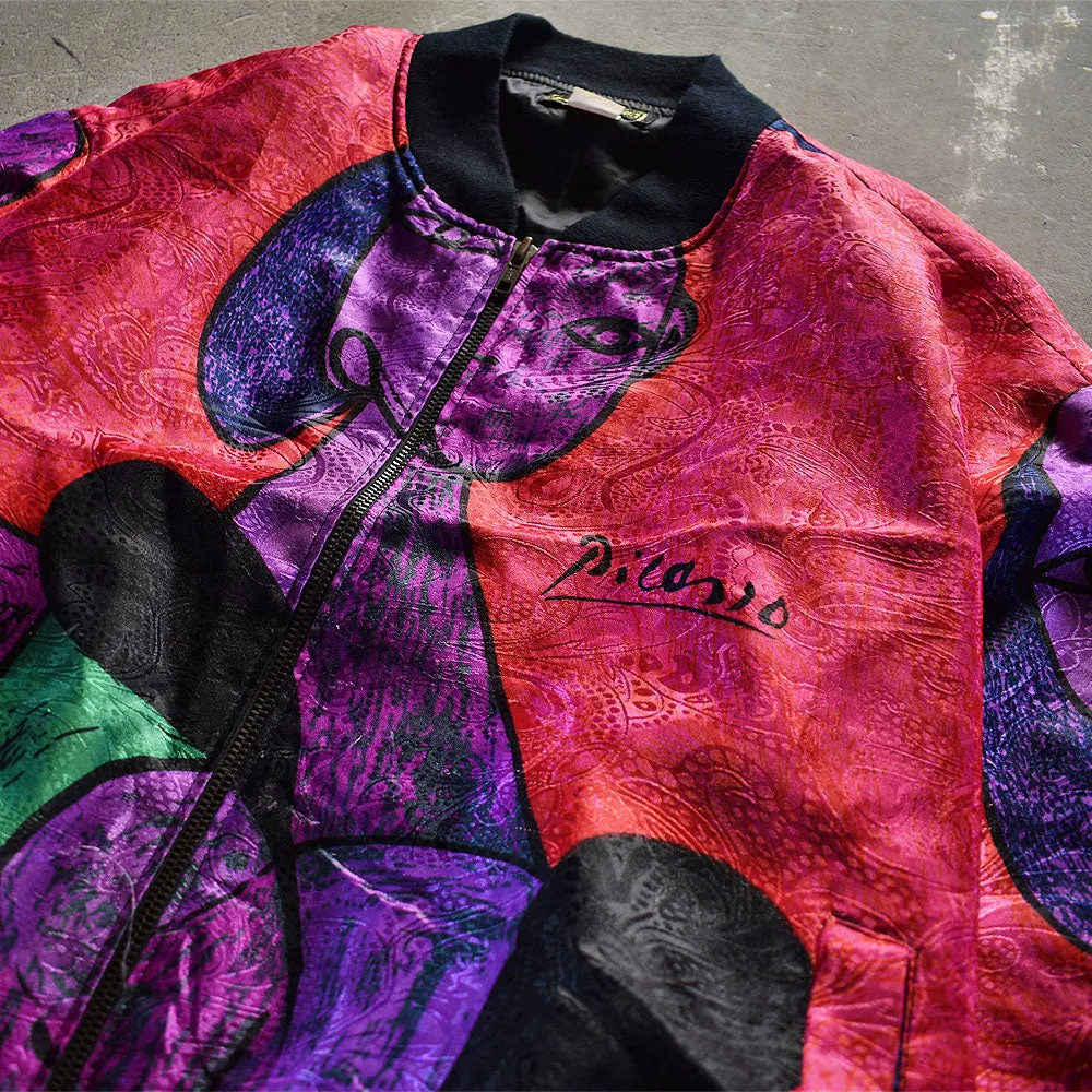 90’s PMB Picasso ペイズリー柄 サテンブルゾン ジャケット 230108H