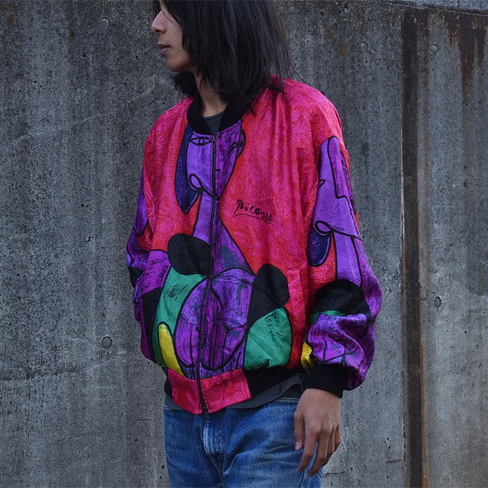 90’s PMB Picasso ペイズリー柄 サテンブルゾン ジャケット 230108H