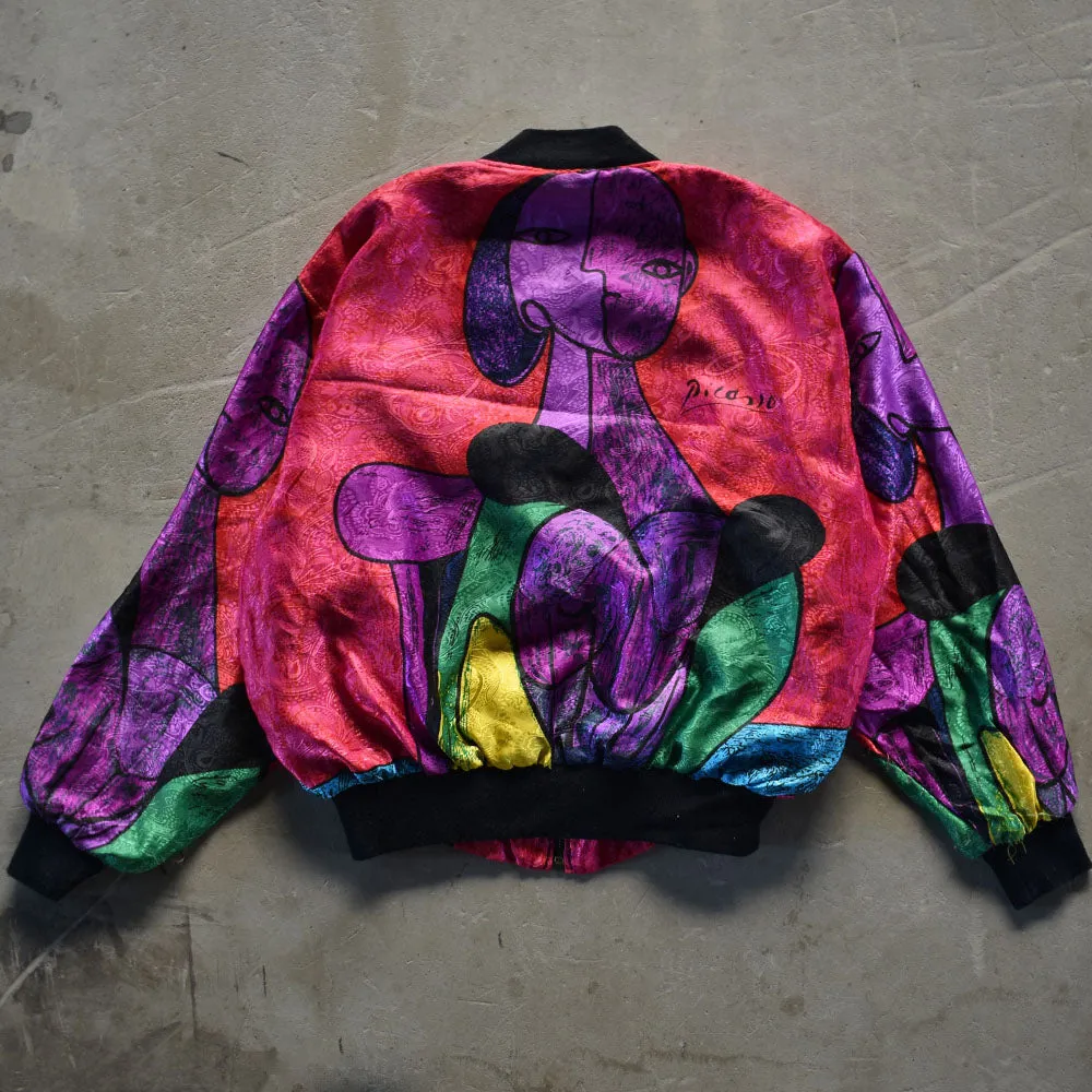 90’s PMB Picasso ペイズリー柄 サテンブルゾン ジャケット 230108H