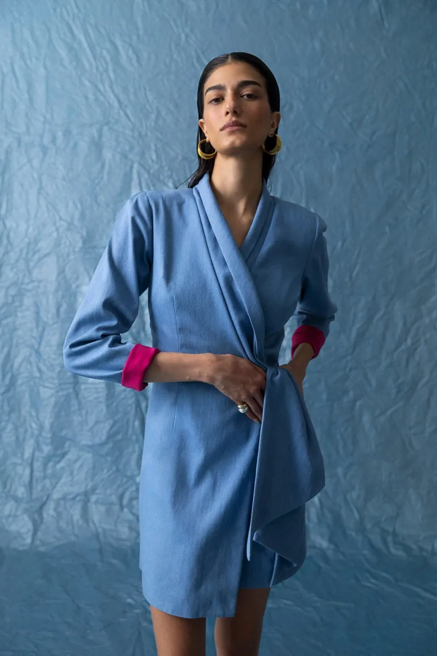 Astrid Denim Mini Wrap Dress