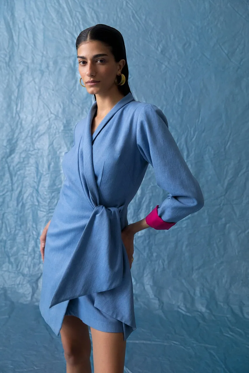 Astrid Denim Mini Wrap Dress