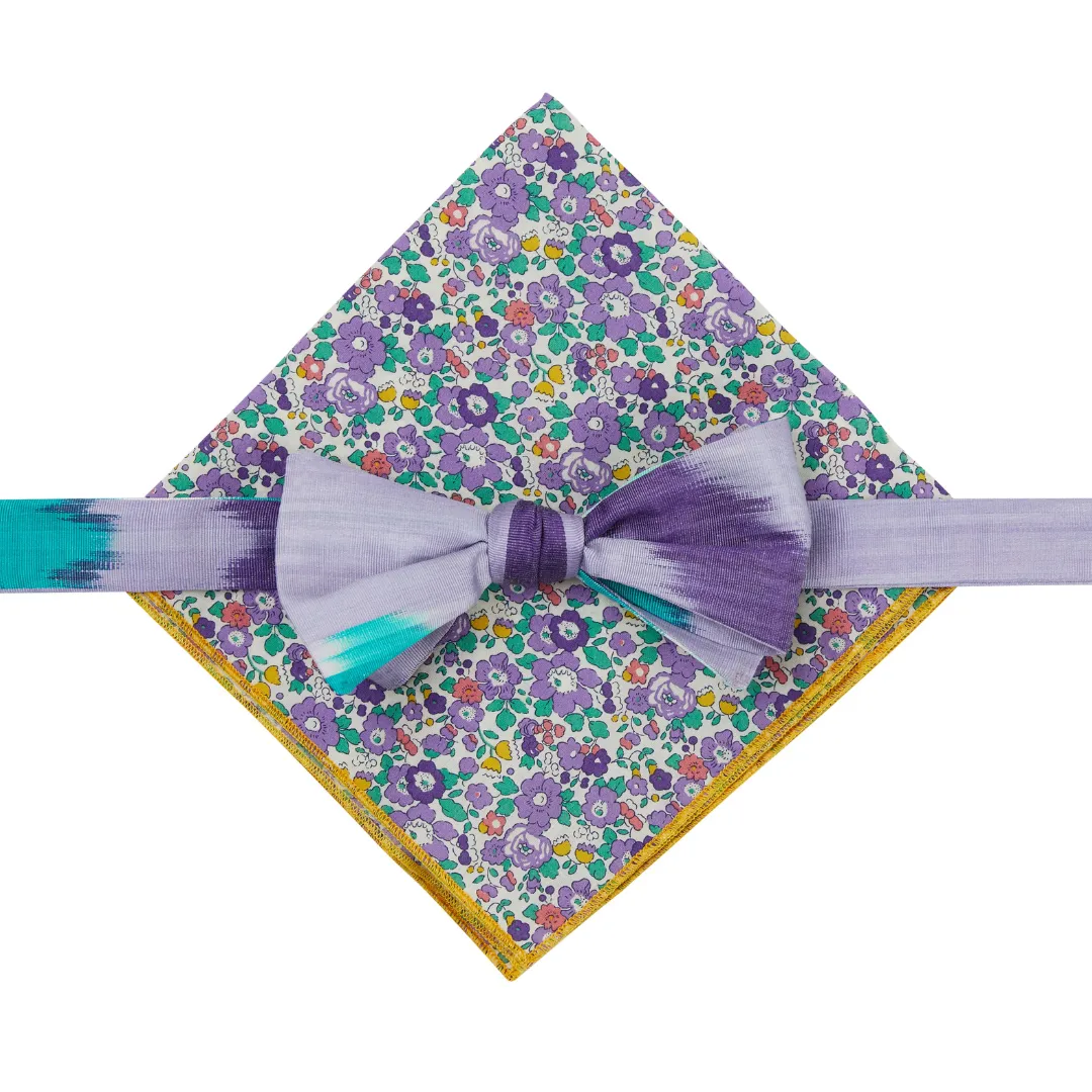 Bacchus Silk Ikat Bow Tie - Lavender, Teal