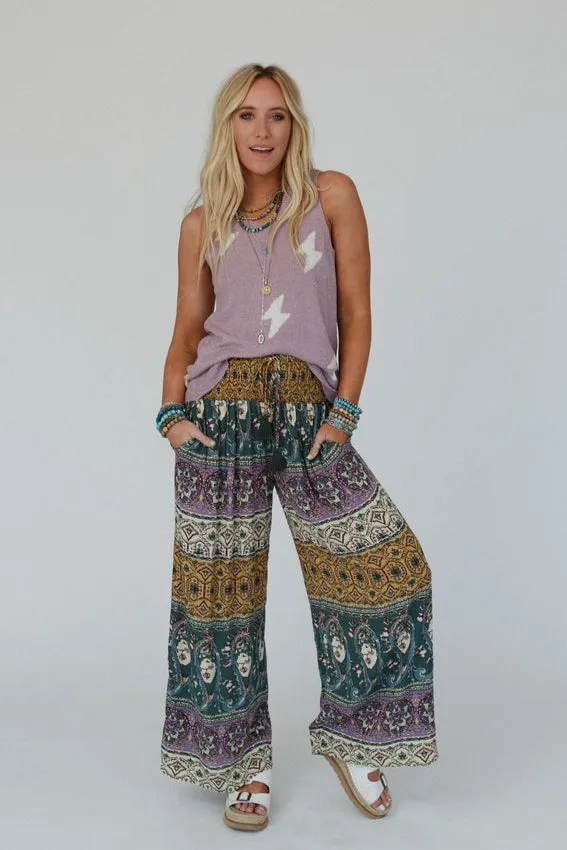 Blissful Bohemian Pants - Gold Multi