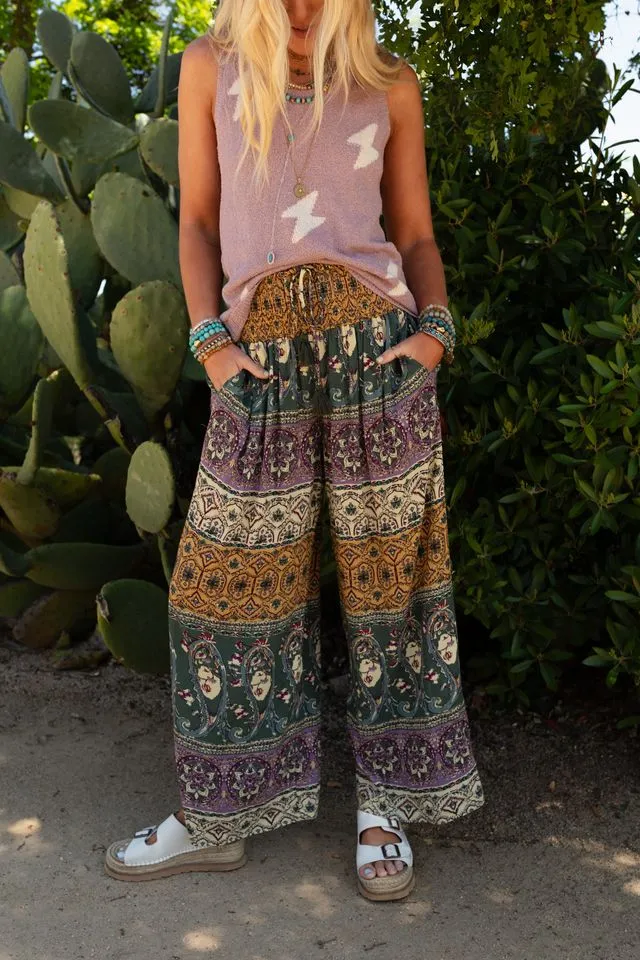 Blissful Bohemian Pants - Gold Multi