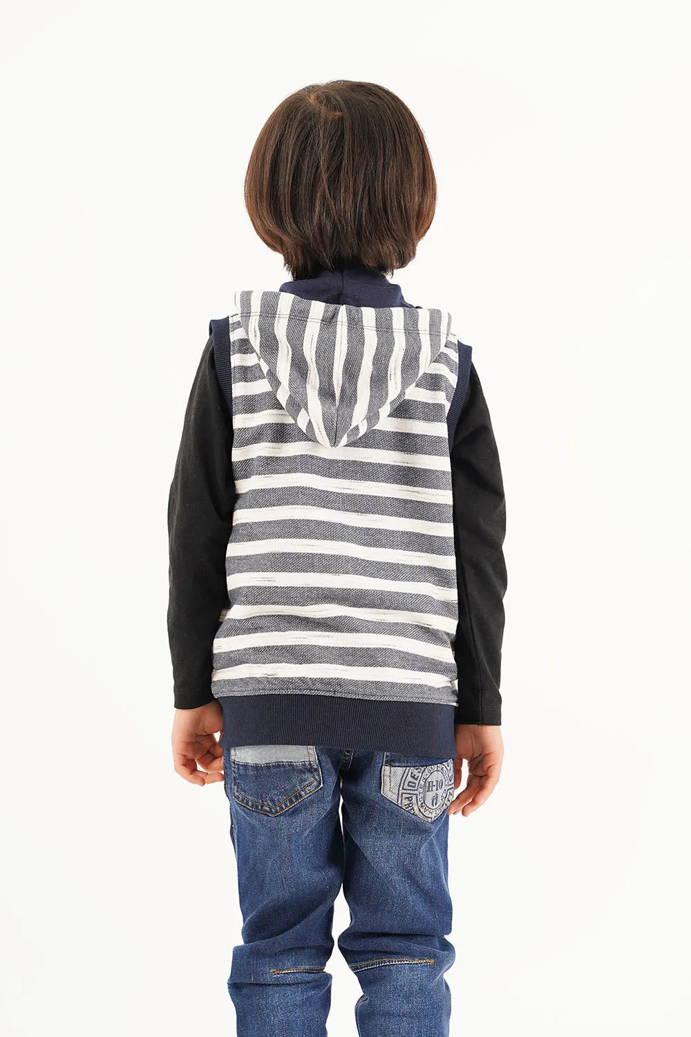 Boy's Front Zip Sleevless Hoodie