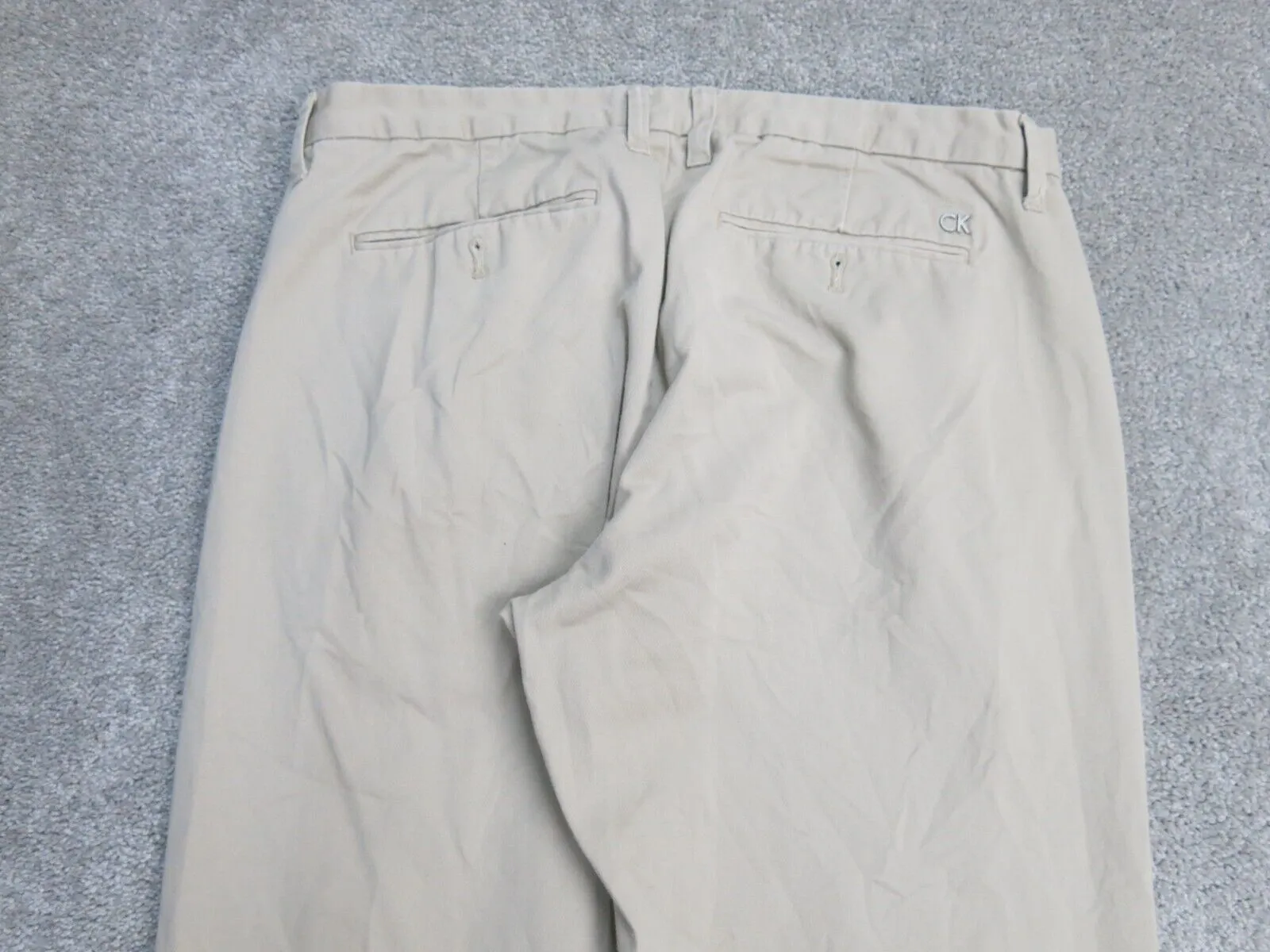 Calvin Klein Mens Straight Leg Chino Pant Mid Rise Pockets Beige Size W32XL32