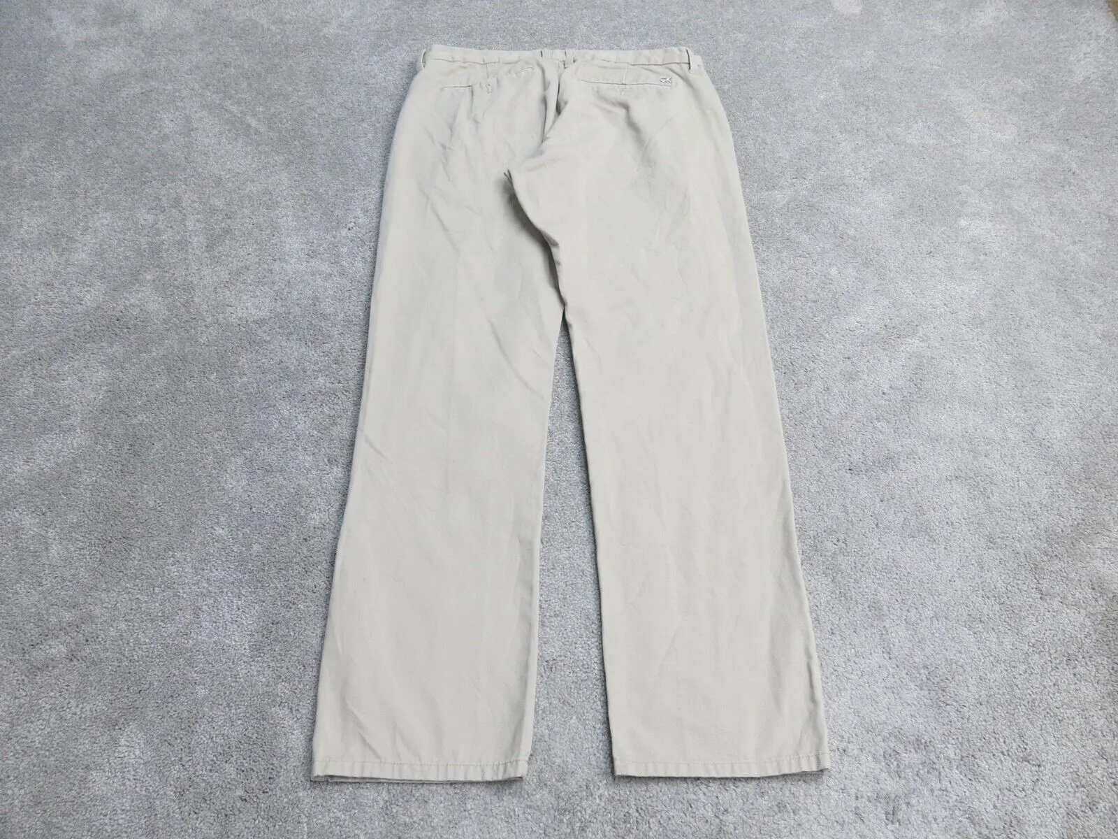 Calvin Klein Mens Straight Leg Chino Pant Mid Rise Pockets Beige Size W32XL32