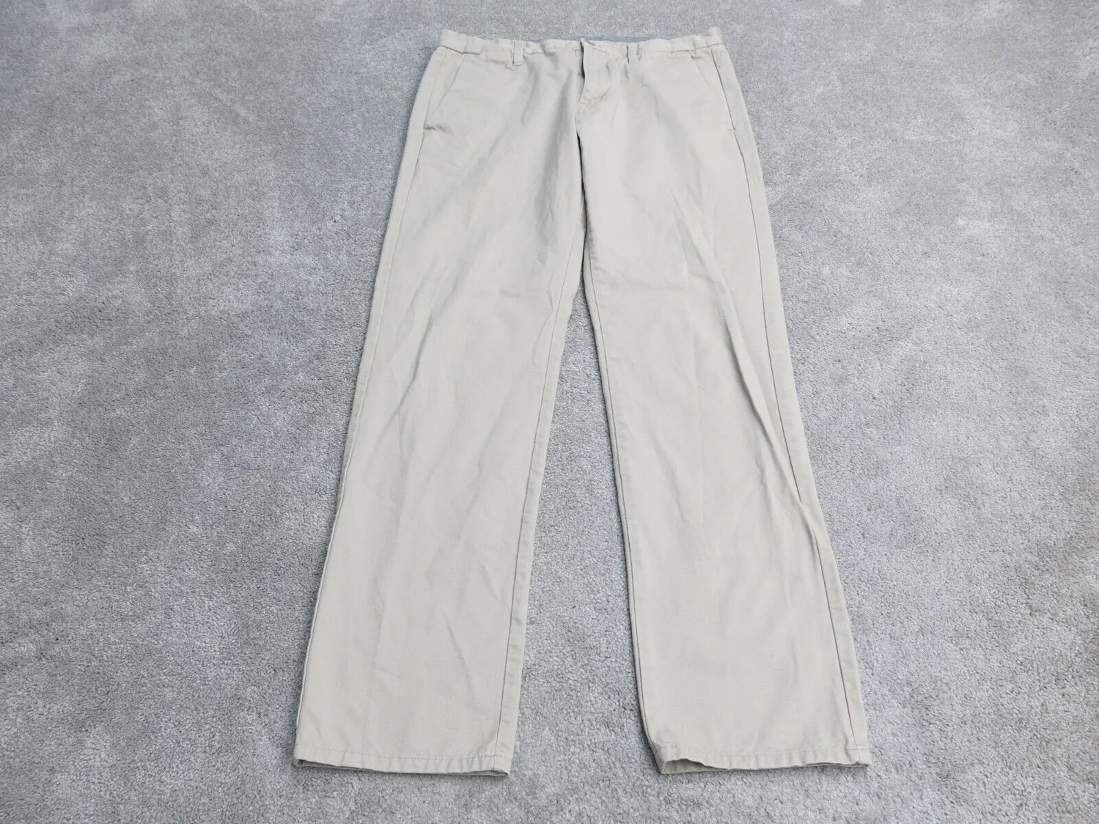 Calvin Klein Mens Straight Leg Chino Pant Mid Rise Pockets Beige Size W32XL32