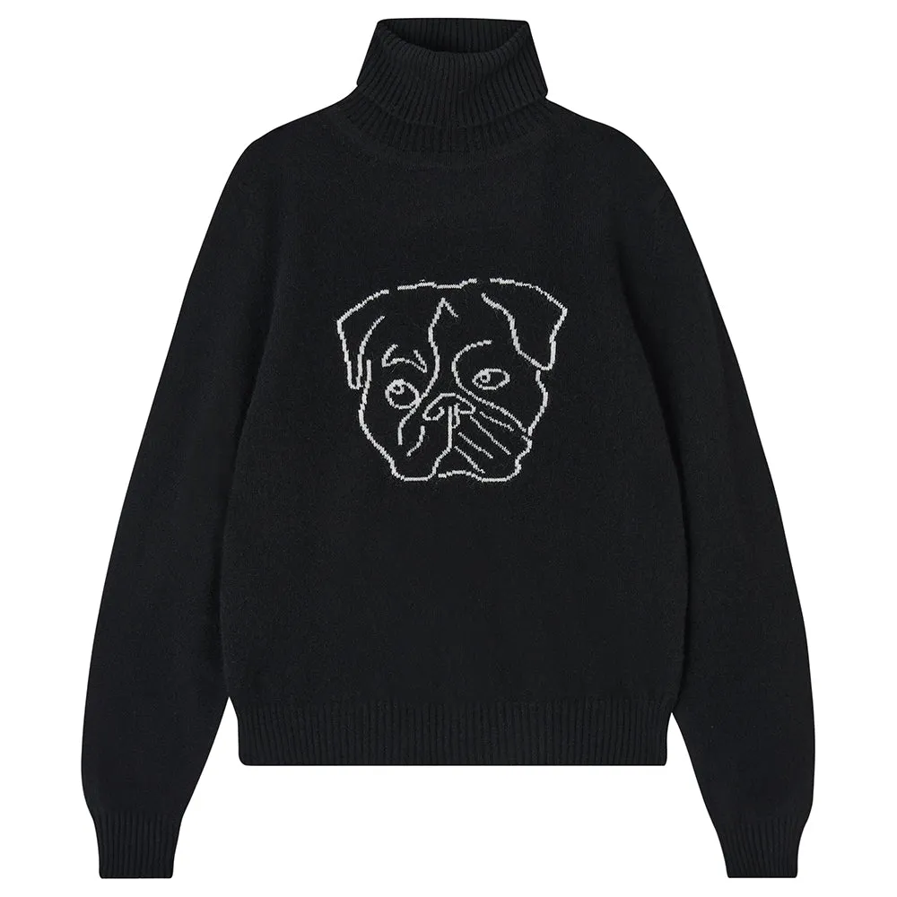 Cashmere Gloria Roll Neck in Black and Cream