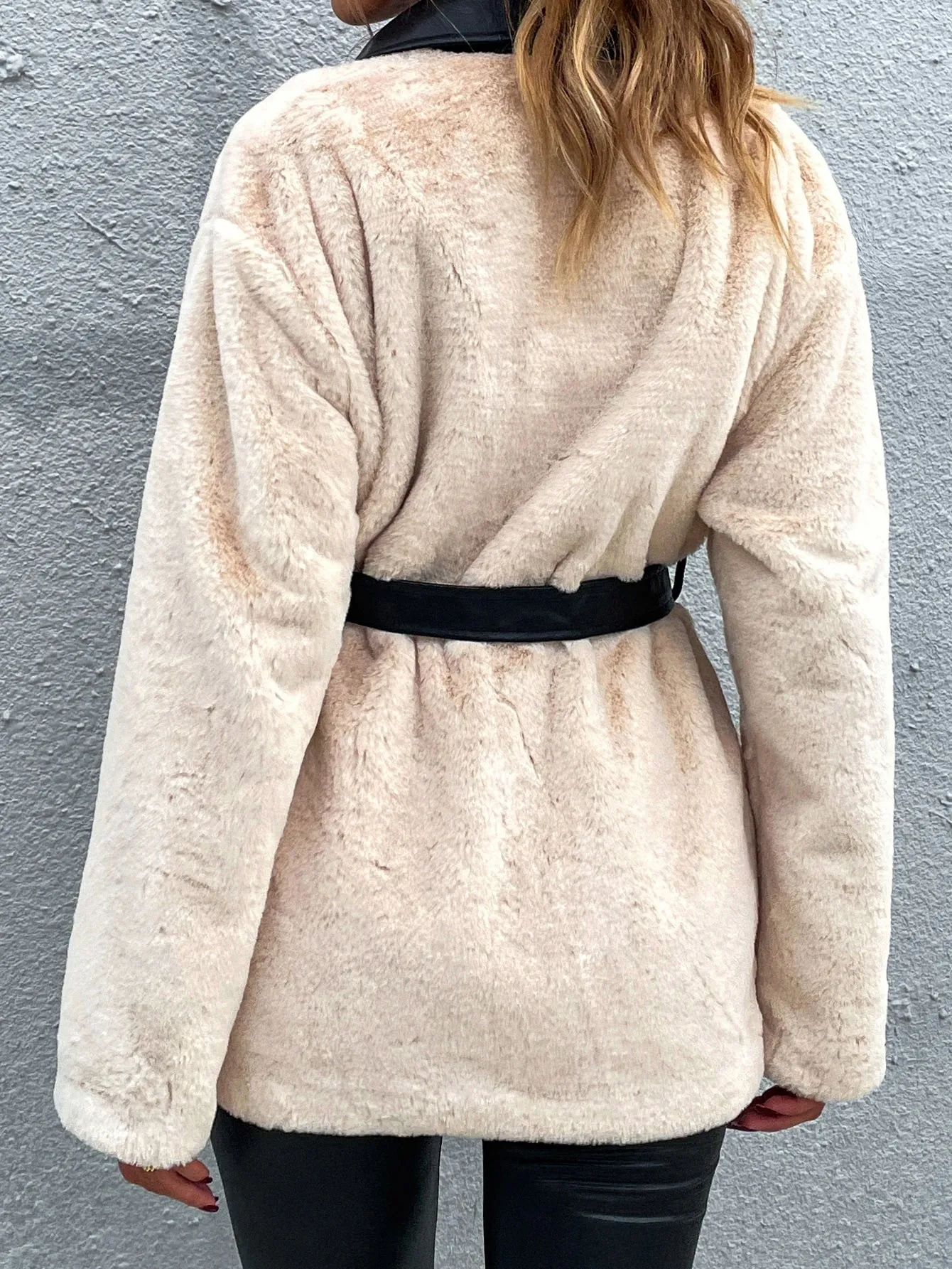 Casual Colorblock Contrast Binding Long Sleeve Collar Short Women Coat