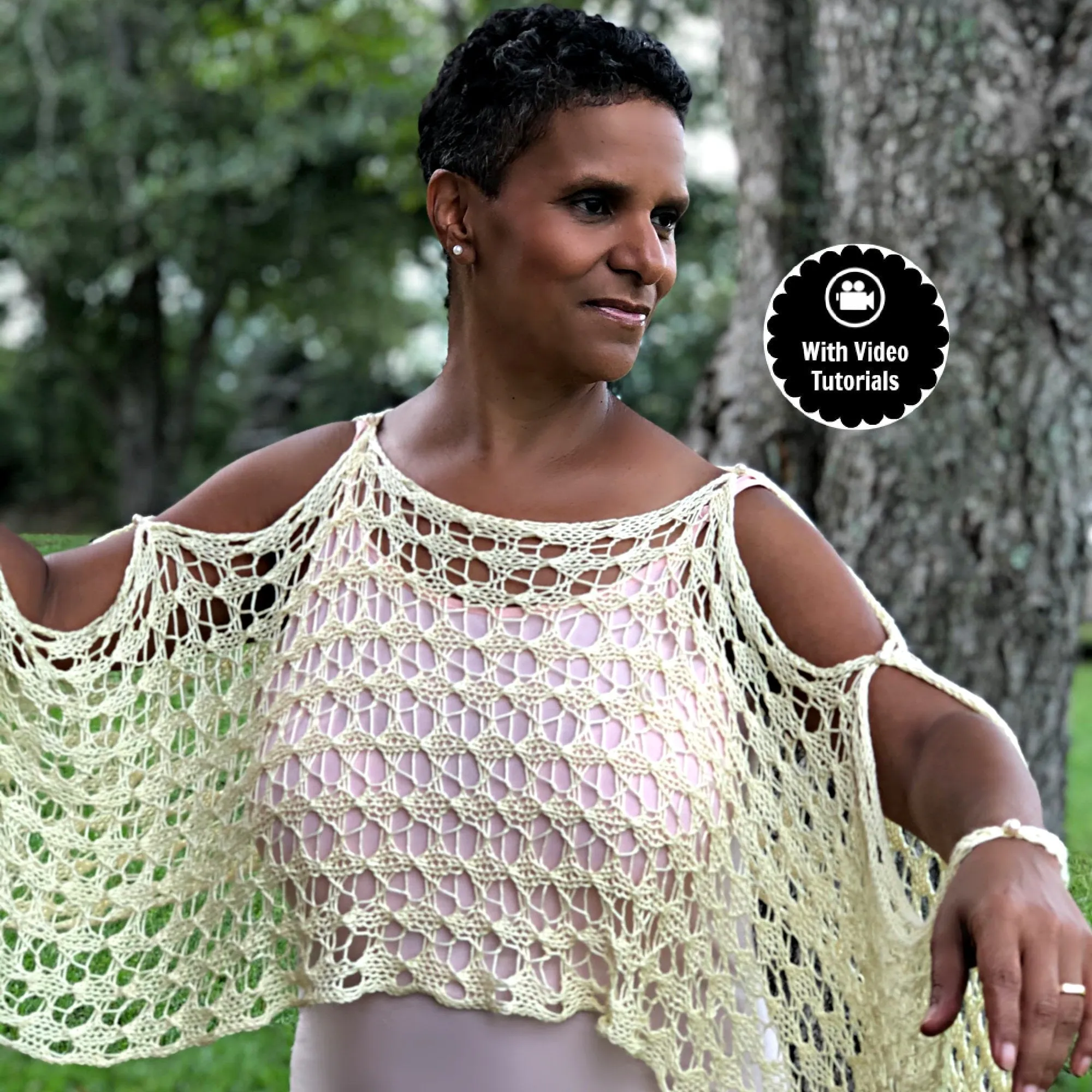 Center Double Decrease Lace Crop Top Cover Poncho Pattern