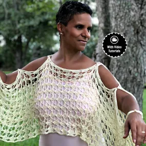 Center Double Decrease Lace Crop Top Cover Poncho Pattern