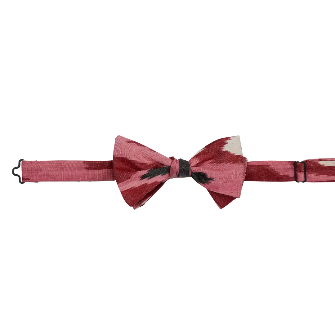 Cerise Silk Ikat Bow Tie - Pink, Red, Black, White