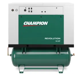 Champion HQR10-12 Revolution 10hp Quiet Enclosed Reciprocating Air Compressor, 120 Gallon Air Receiver, 33.5 CFM @ 175 PSI, 62 dBa