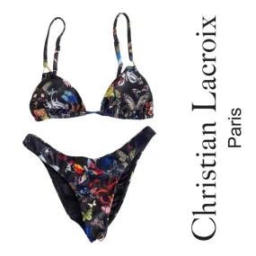 Christian Lacroix x Swiminista Butterfly Triangle Bikini Top Wise Bottom M