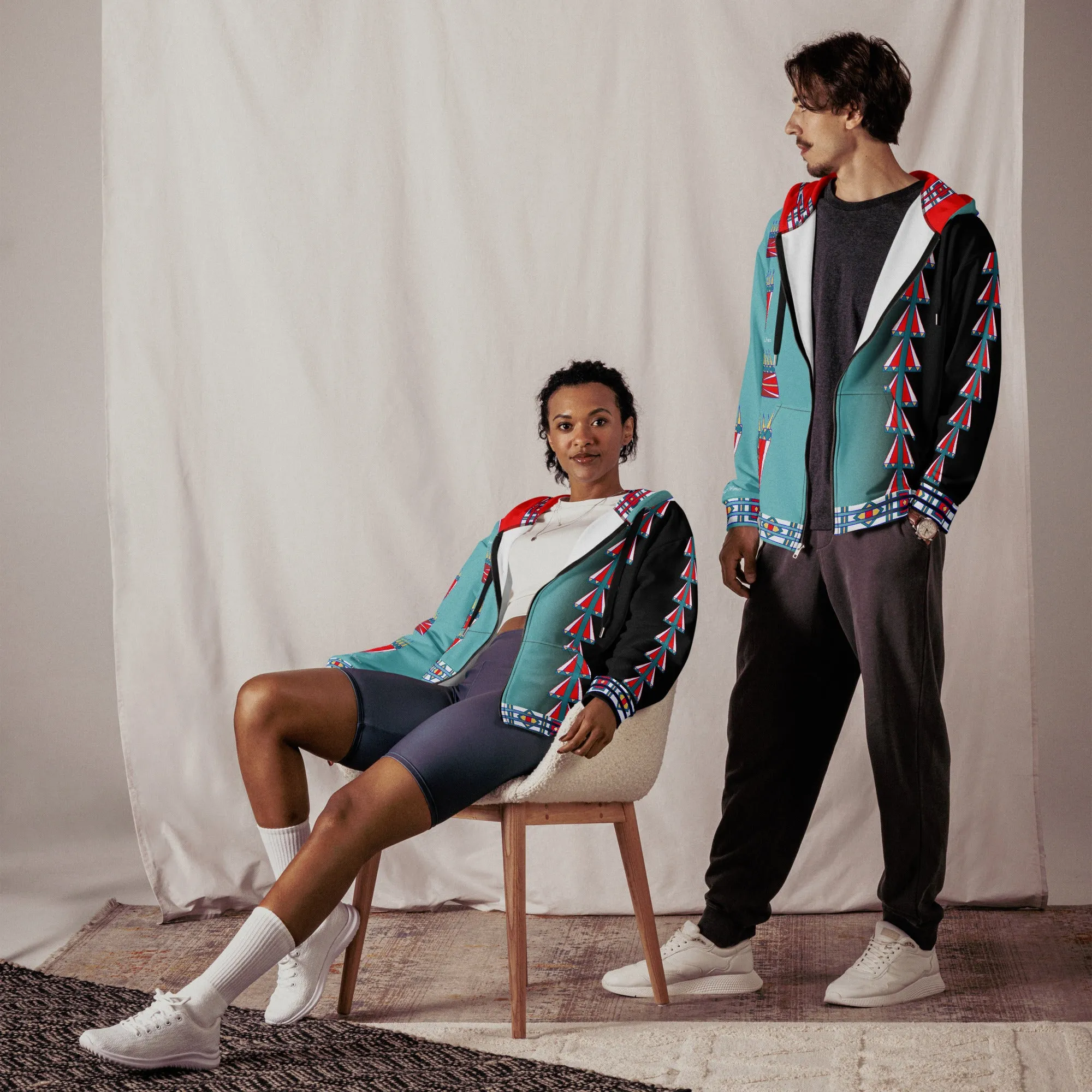 Courage Turquoise Unisex zip hoodie