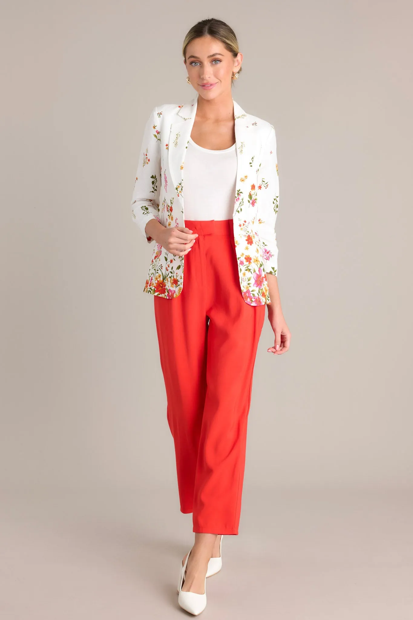 Eternal Bloom Ivory Floral Linen Blazer