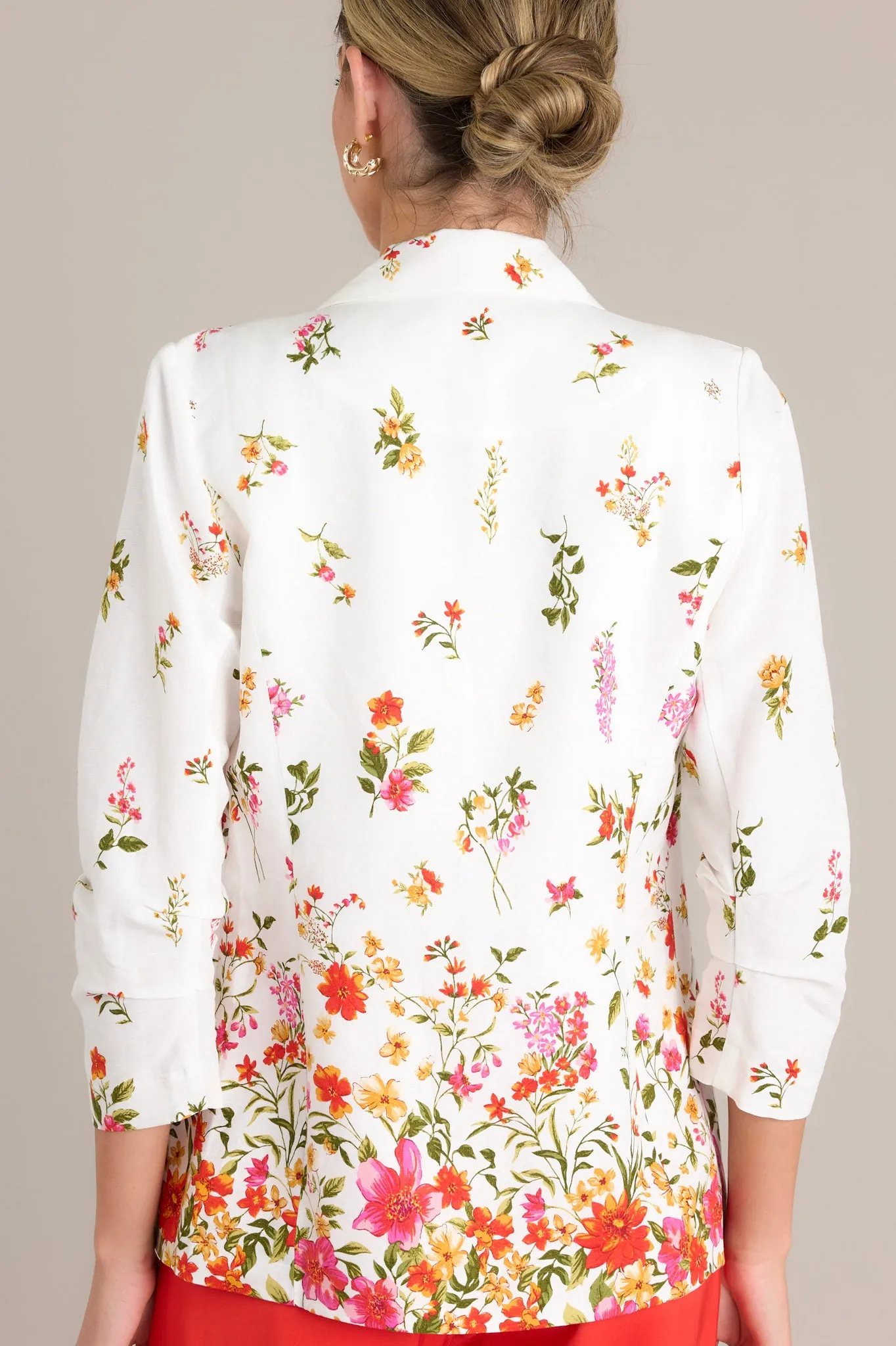 Eternal Bloom Ivory Floral Linen Blazer