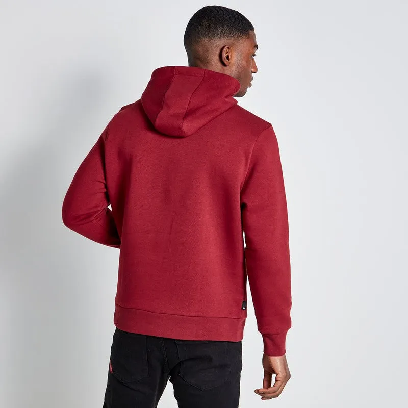 Flock Print Large Graphic Hoodie - Pomegranate