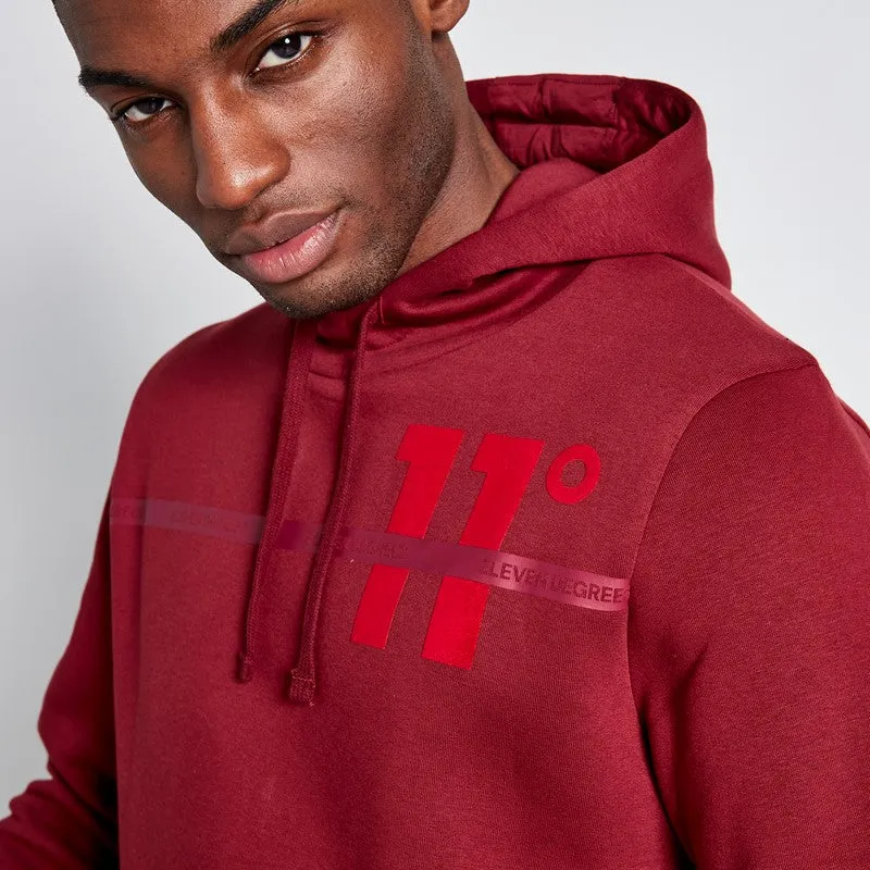Flock Print Large Graphic Hoodie - Pomegranate
