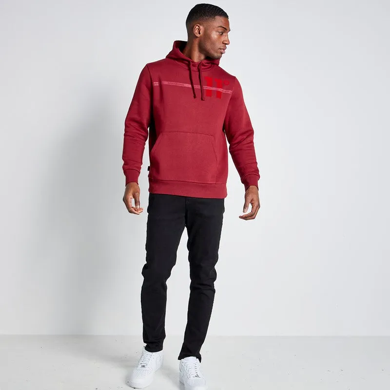Flock Print Large Graphic Hoodie - Pomegranate