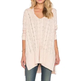 Free People Easy Cable V Neck Sweater