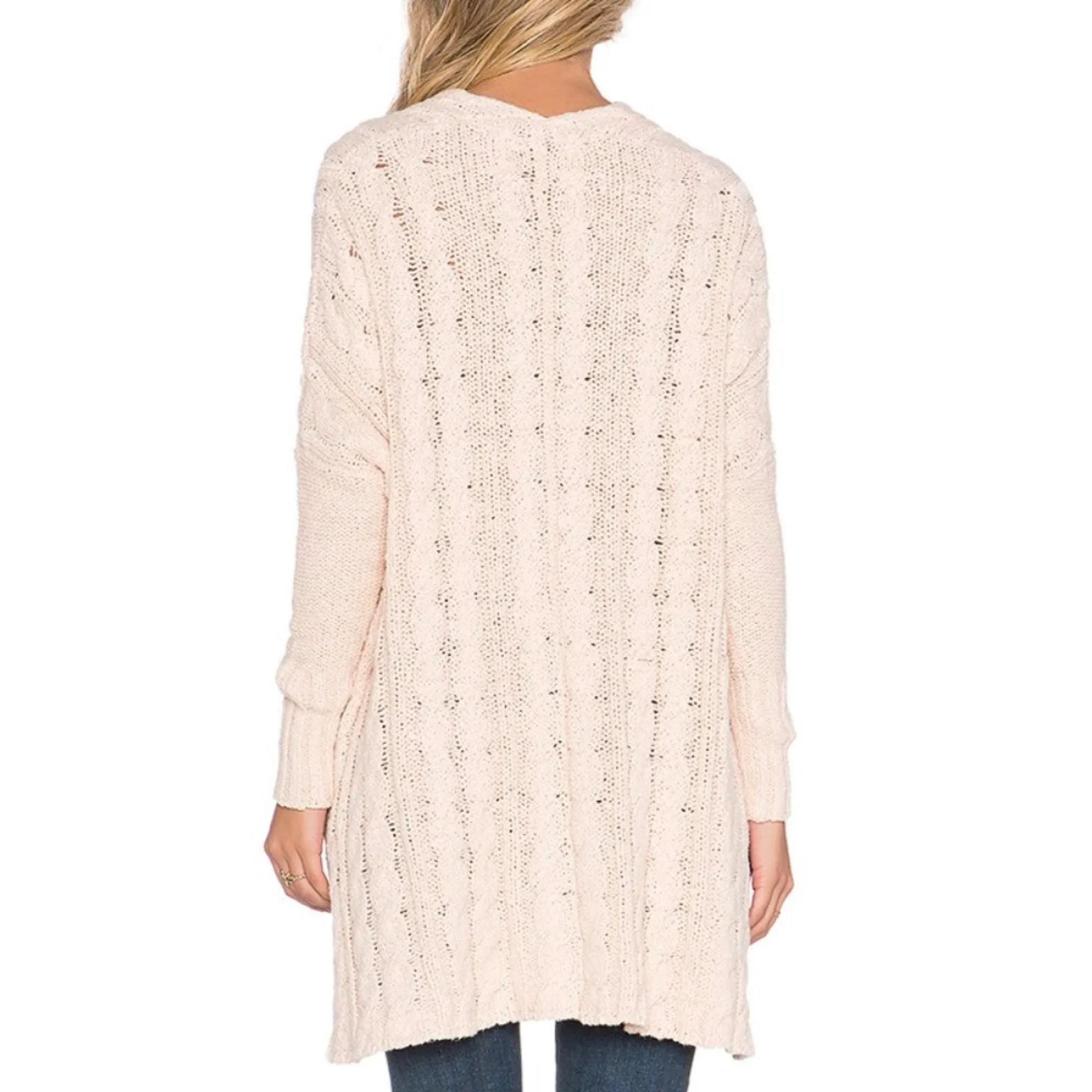 Free People Easy Cable V Neck Sweater