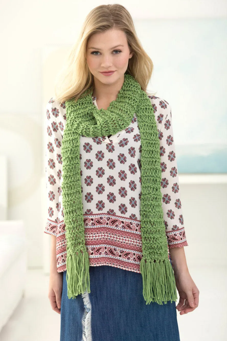 Fringed Light And Open Scarf (Knit)