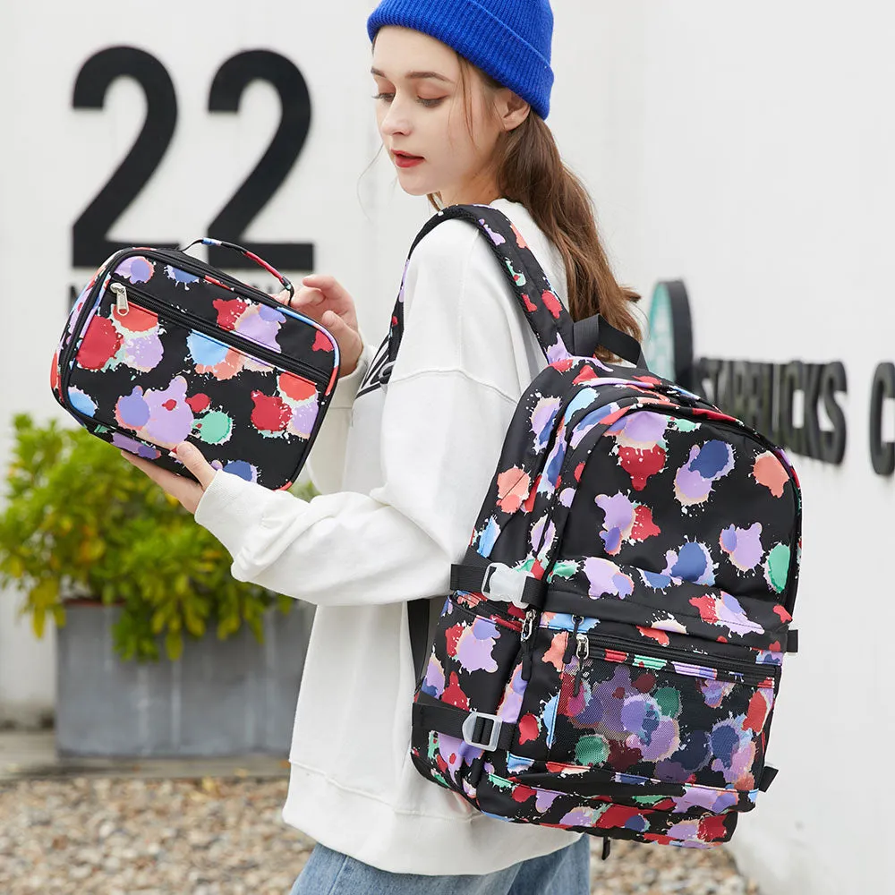 Girls' 3 Pieces Laptop Bookbag Cute Pringting Waterproof Backpack for School
