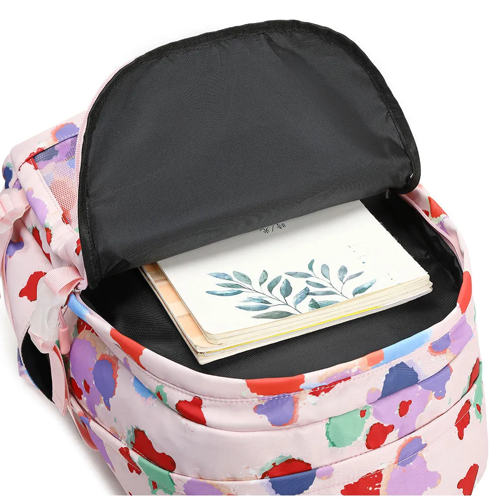 Girls' 3 Pieces Laptop Bookbag Cute Pringting Waterproof Backpack for School
