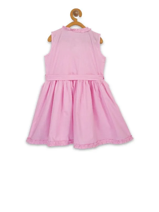 Girls Light Pink Ruffled Wrap Dress