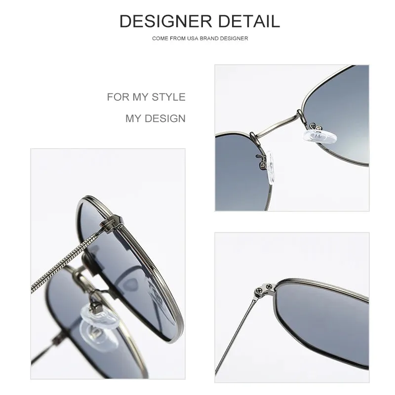 HBK Classic Polarized Sunglasses Men Retro Reflective Sun Glasses Women Square Metal Frame Eyewear Gafas Lunette De Soleil Femme