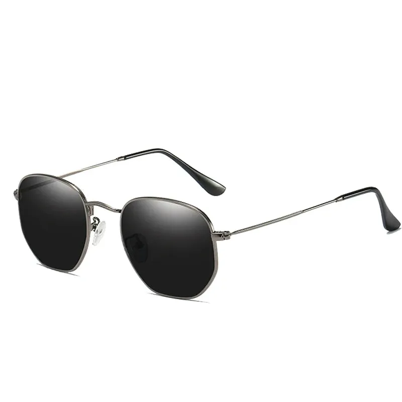 HBK Classic Polarized Sunglasses Men Retro Reflective Sun Glasses Women Square Metal Frame Eyewear Gafas Lunette De Soleil Femme