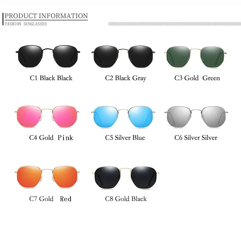 HBK Classic Polarized Sunglasses Men Retro Reflective Sun Glasses Women Square Metal Frame Eyewear Gafas Lunette De Soleil Femme