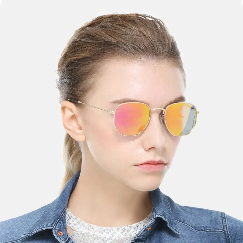 HBK Classic Polarized Sunglasses Men Retro Reflective Sun Glasses Women Square Metal Frame Eyewear Gafas Lunette De Soleil Femme