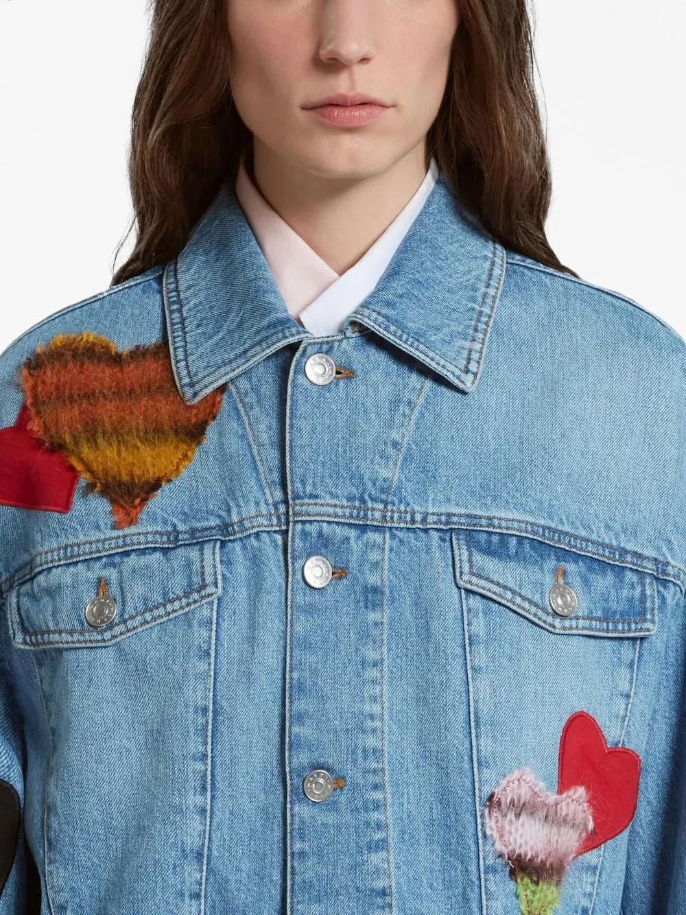 HEART PATCHS-DETAIL DENIM JACKET