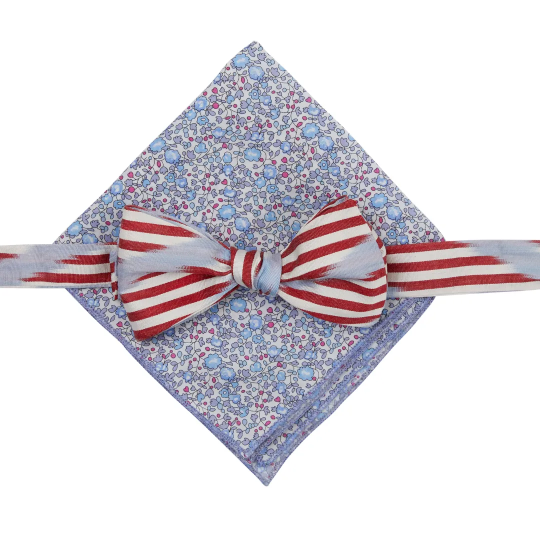 Hyannis Silk Ikat Bow Tie - Red, French Blue, White