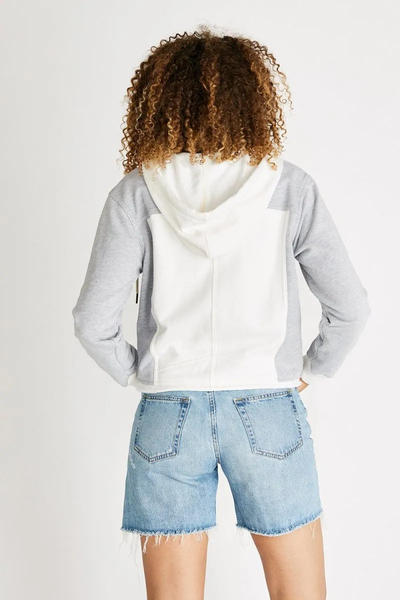 Jenna Zip Hoodie in Heather Grey & White