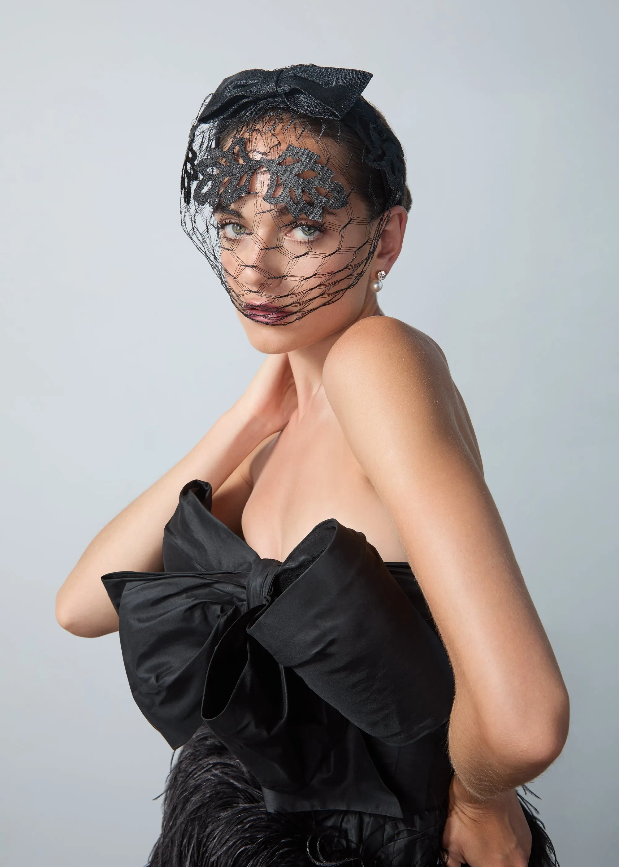 Jennifer Behr x New York Vintage Maida Headpiece -- Black
