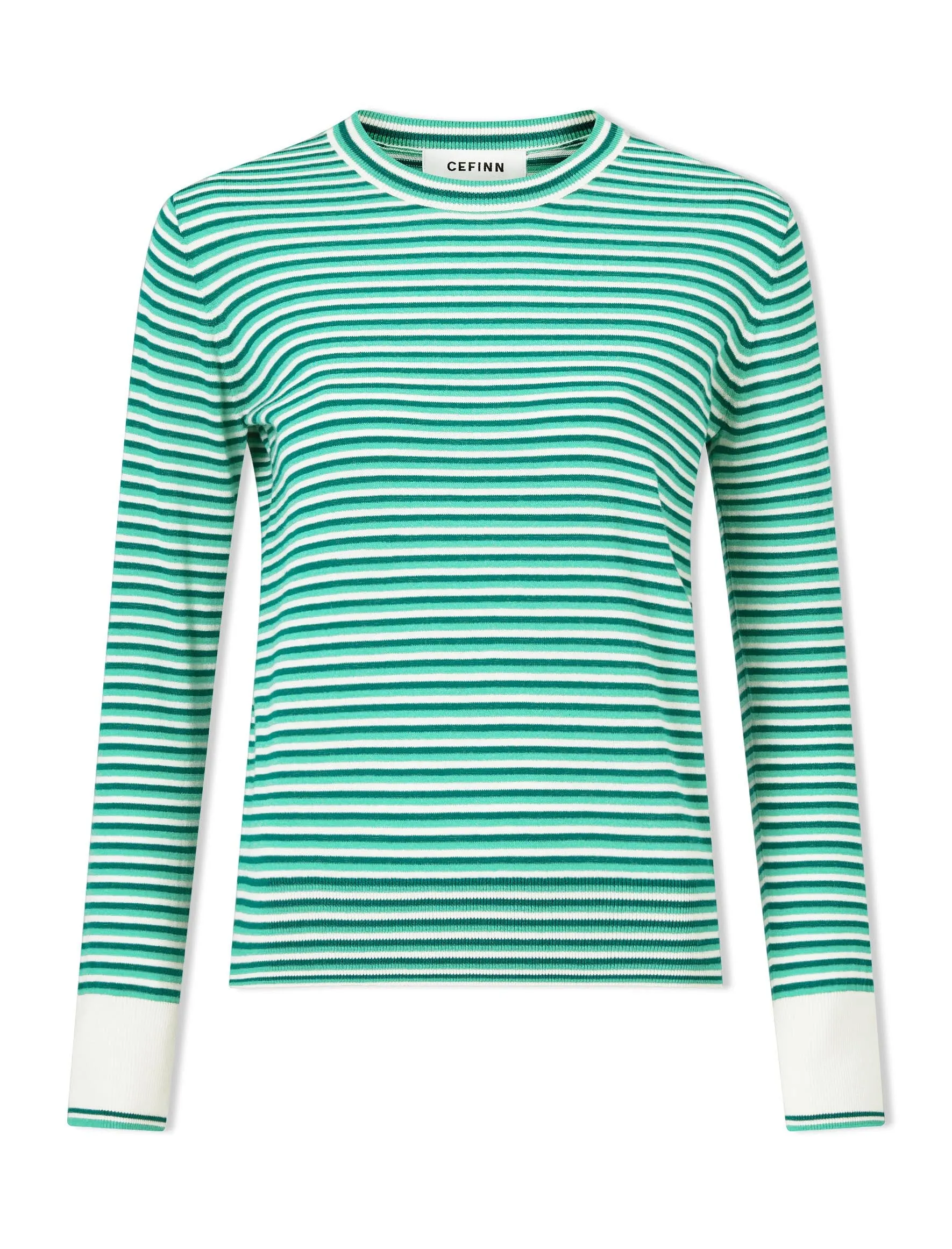 Jodi Cotton Jumper - Teal Mint Cream Stripe