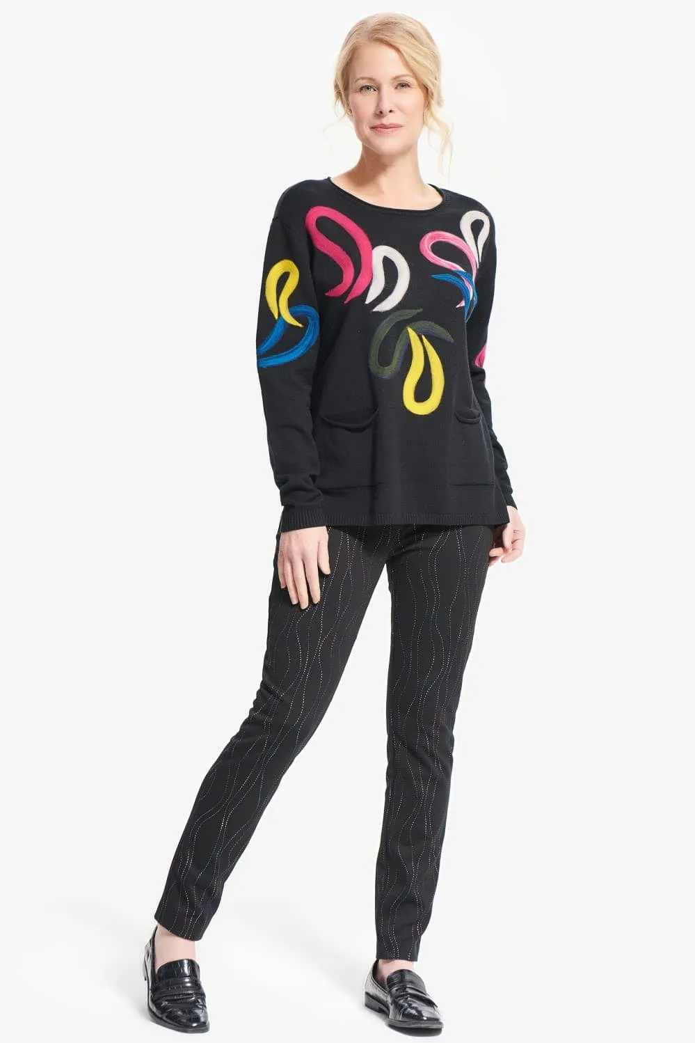 Joseph Ribkoff Pant 214297 Black/Multi
