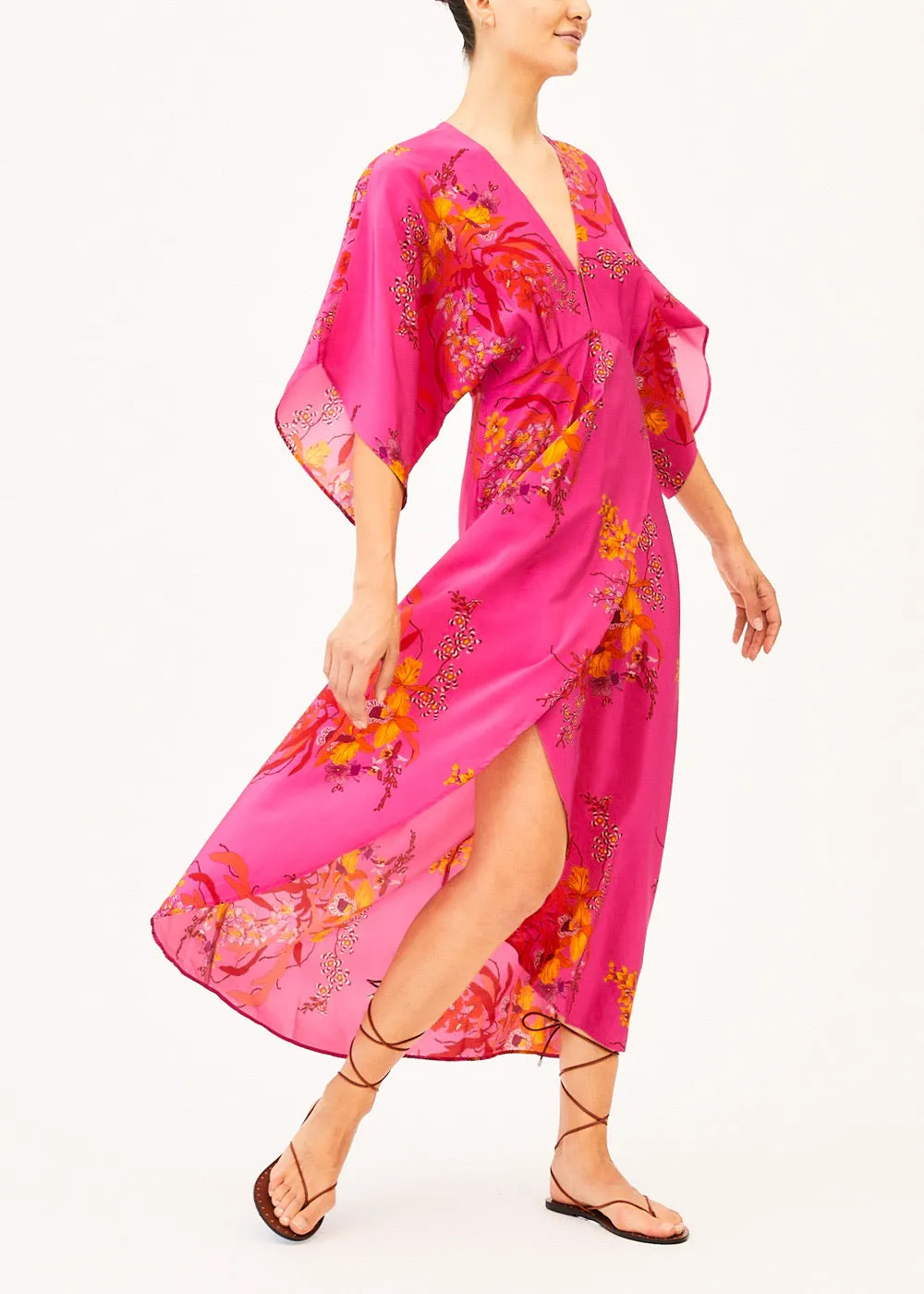 Katherine Pink Silk Floral Dress