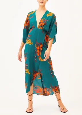 Kelly Green Floral Backless Dress