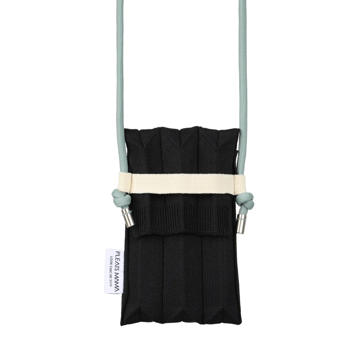 Knit Pleated Phone Bag made from Recycled Ocean Plastic - Black