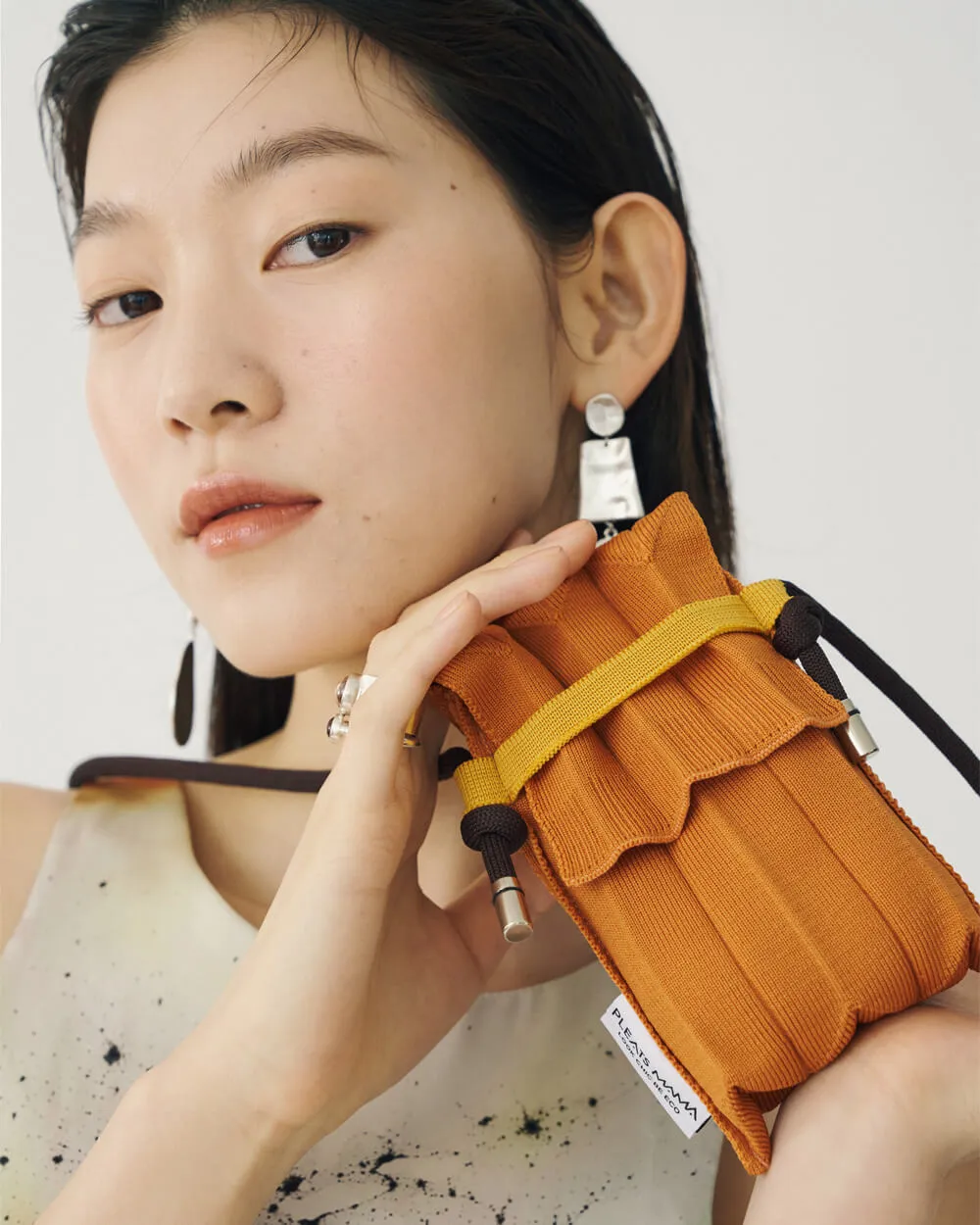 Knit Pleated Phone Bag made from Recycled Ocean Plastic - Sage