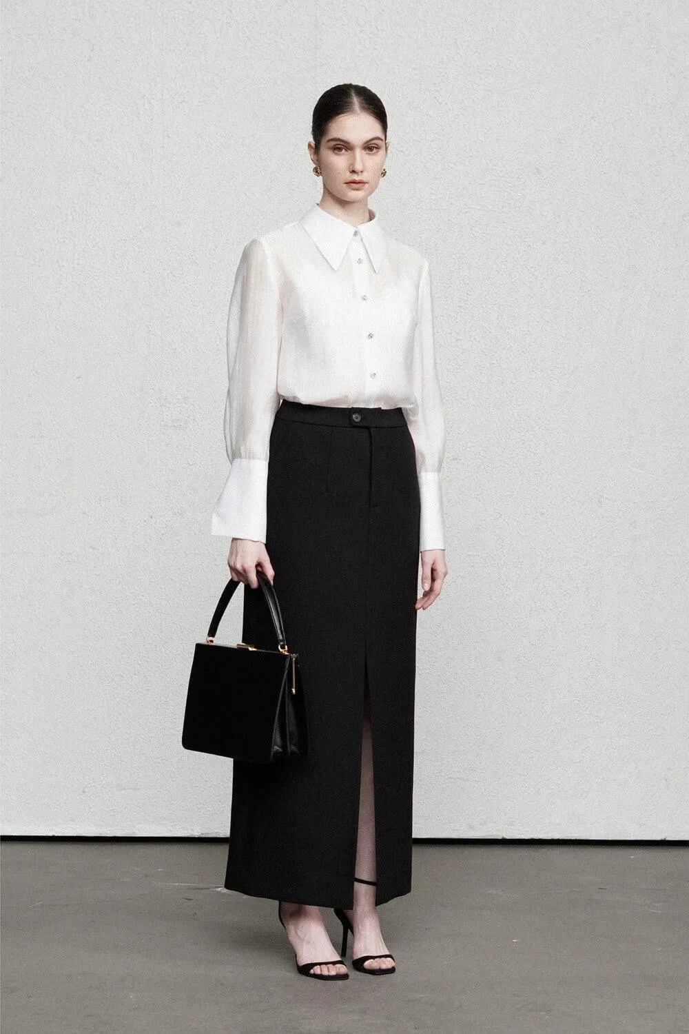 Kress Straight Collared Neck Silk Shirt