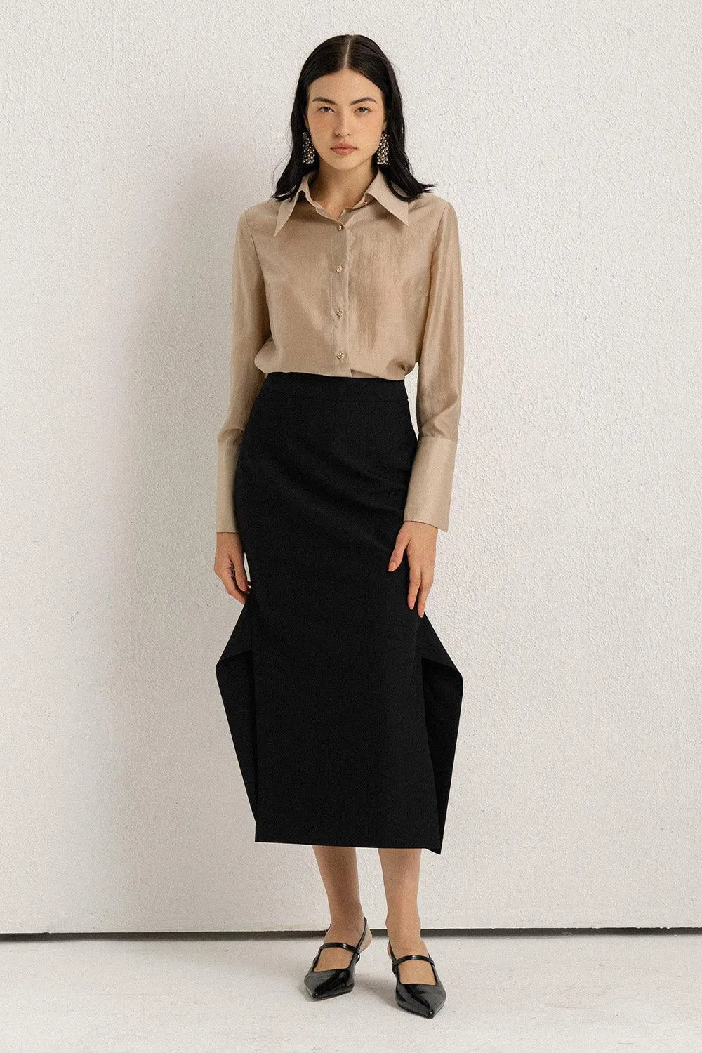 Kress Straight Collared Neck Silk Shirt
