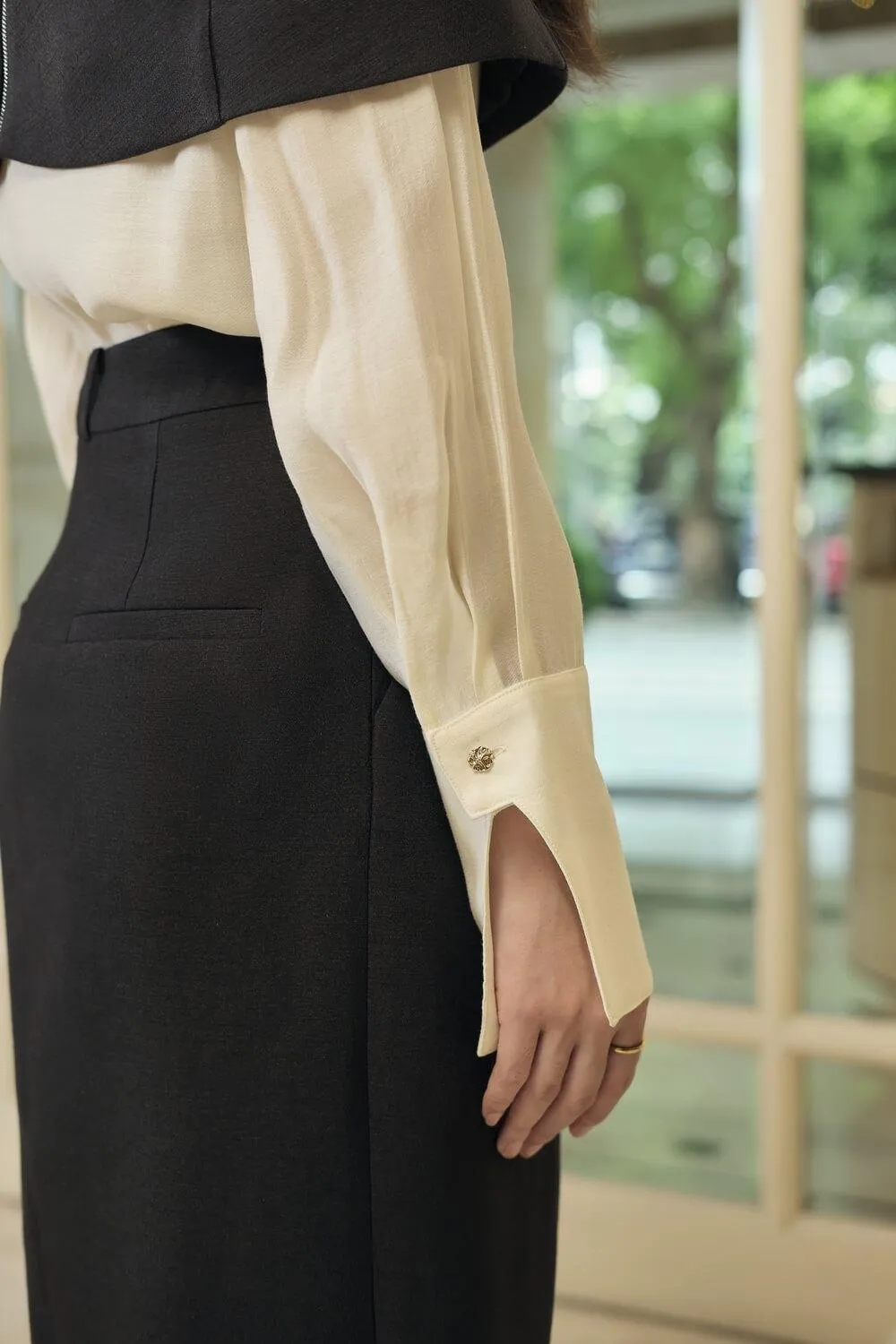 Kress Straight Collared Neck Silk Shirt