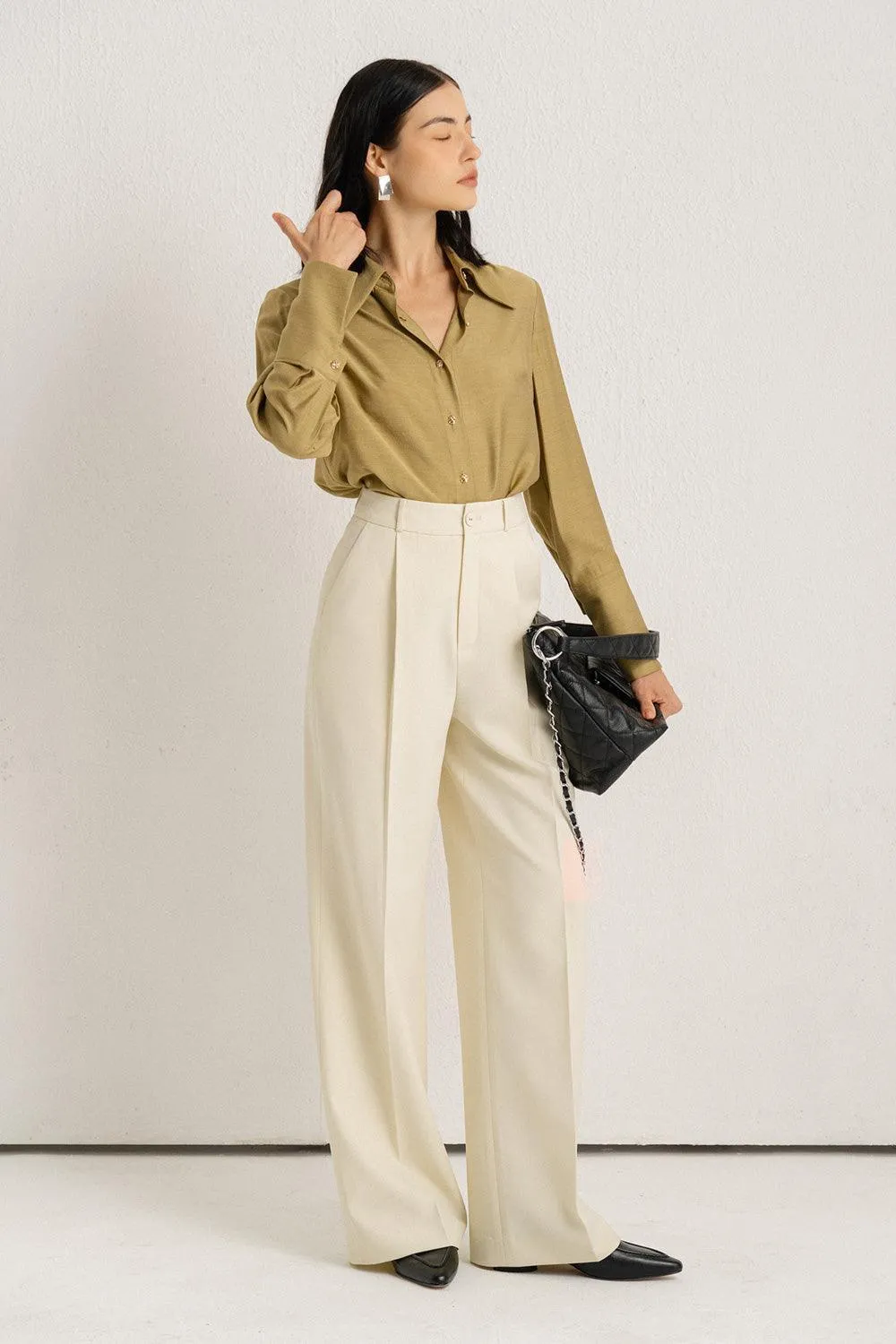 Kress Straight Collared Neck Silk Shirt