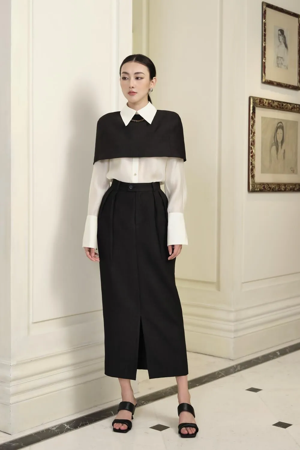 Kress Straight Collared Neck Silk Shirt